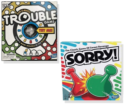 Classic Trouble & Classic Sorry! Board Game Bundle